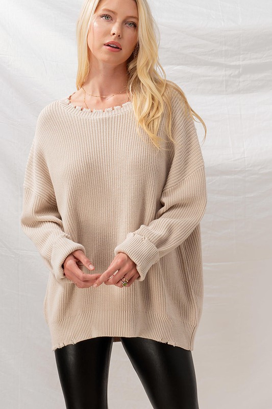 Frayed Hem Sweater - Styled Chaos Boutique