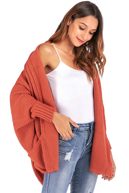 Rust Dolman Sleeve Cardigan - Styled Chaos Boutique